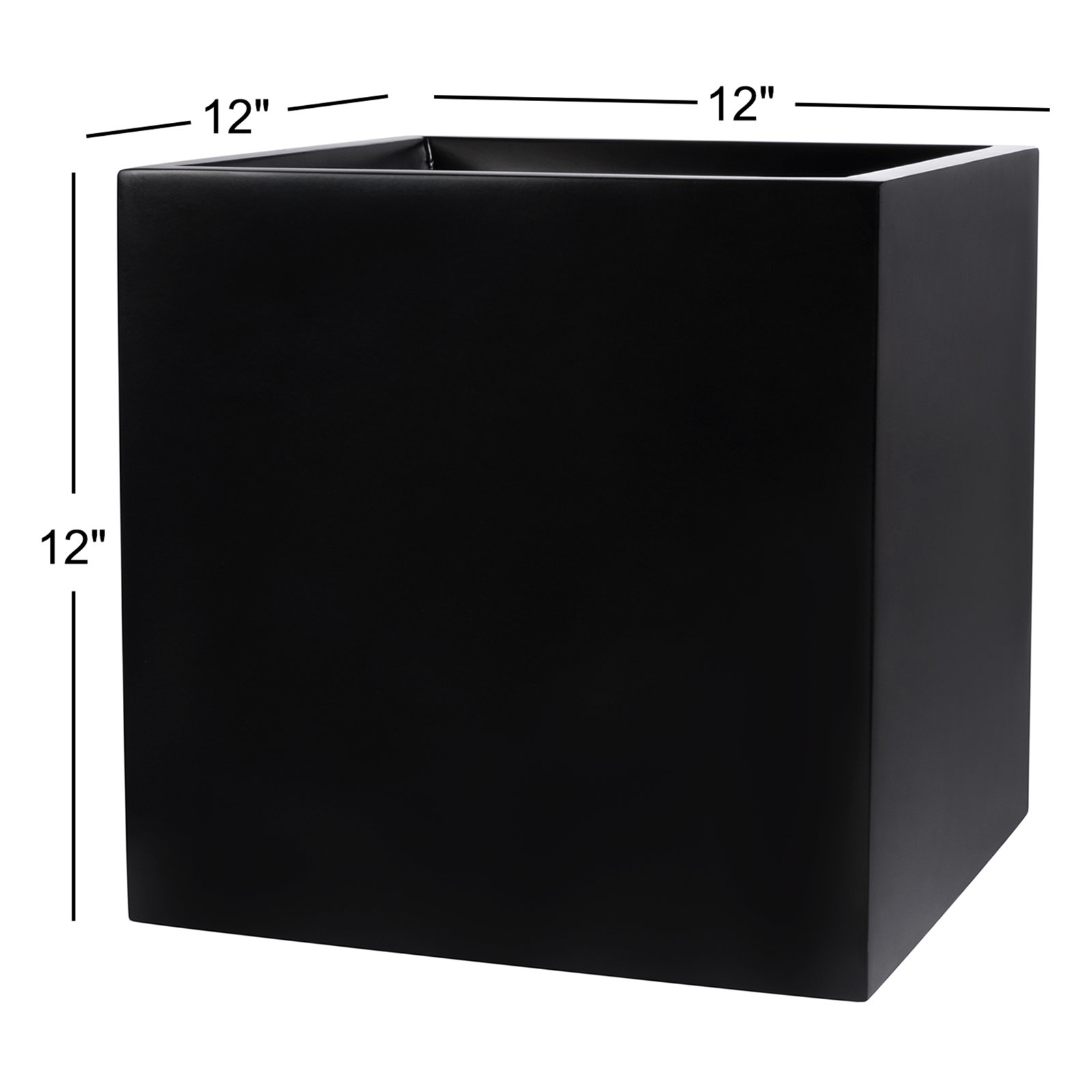 Pot Planter, 12" H x 12" W x 12" D, Black
