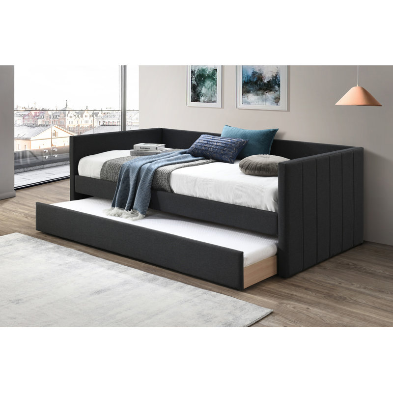 Lit de jour simple avec couchette Syris, Gris anthracite