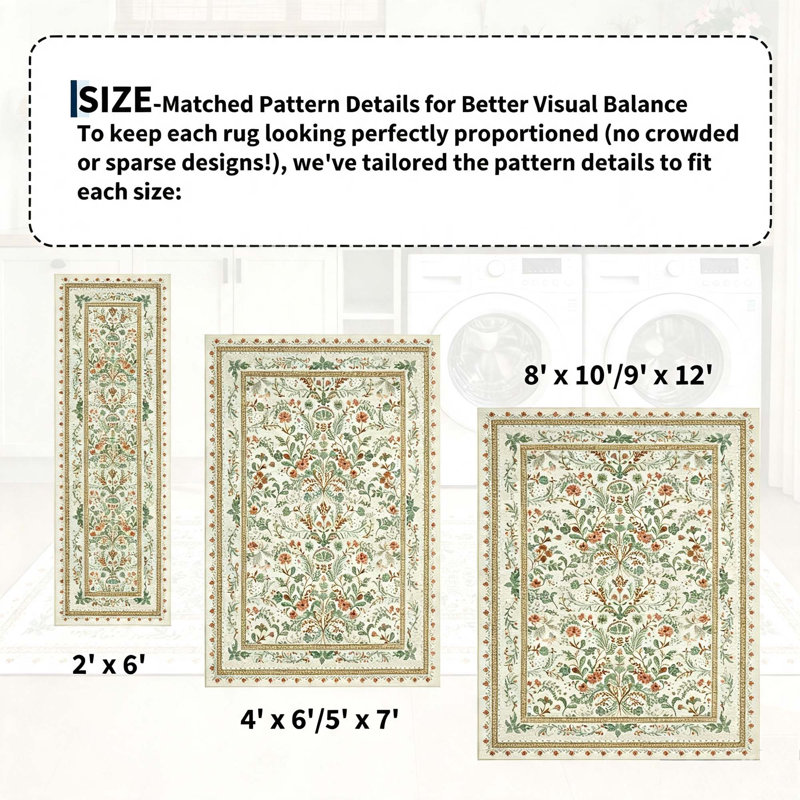 Tapis lavable moderne avec envers antidérapant, Beige, 8 x 10 pi