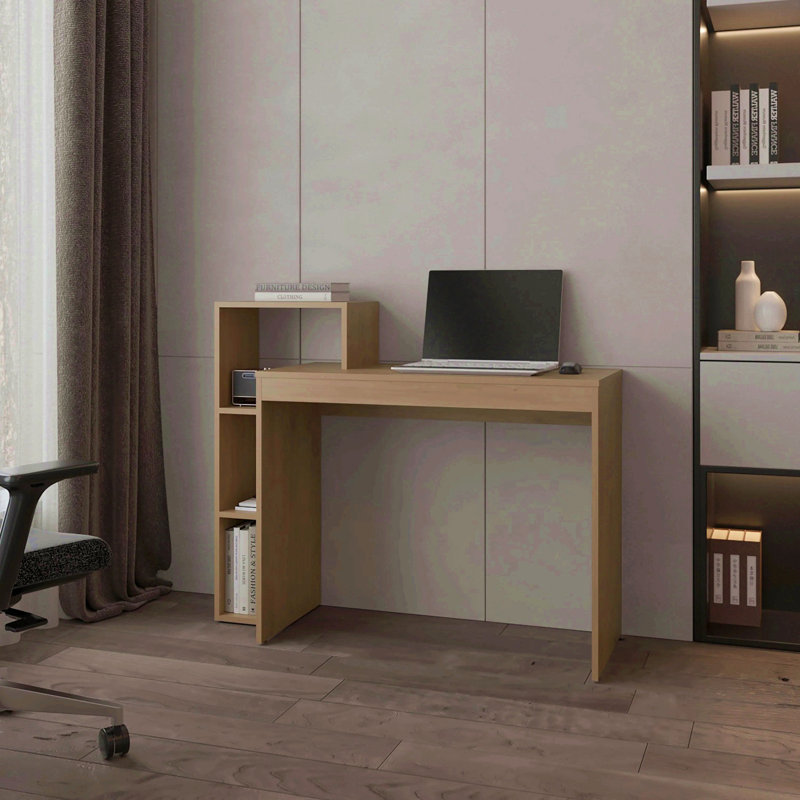 Natural Oak Computer Desk With Open Storage