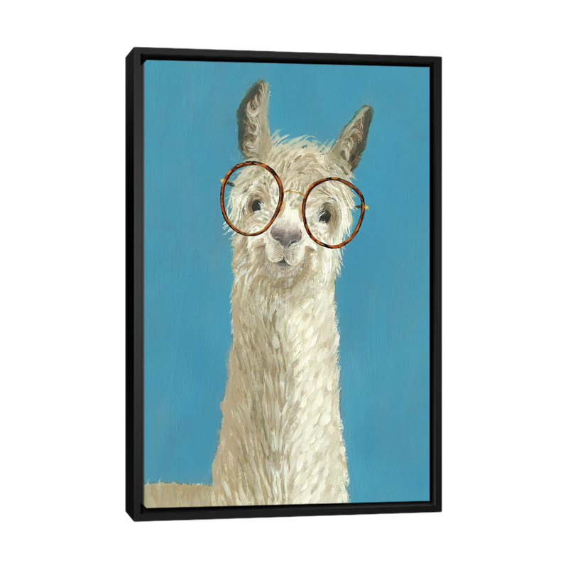 «Llama Specs III», art sur toile, H 26 po x l 18 po x P 1,5 po, Toile encadrée noire, Pas de tapis