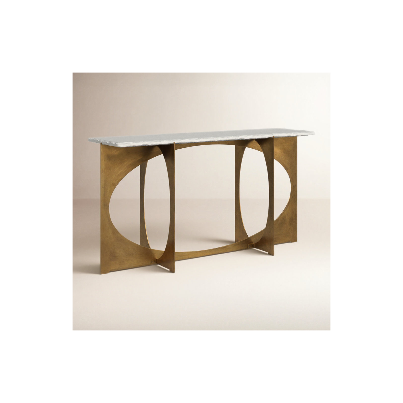 Giles 60'' Console Table, White/Gold