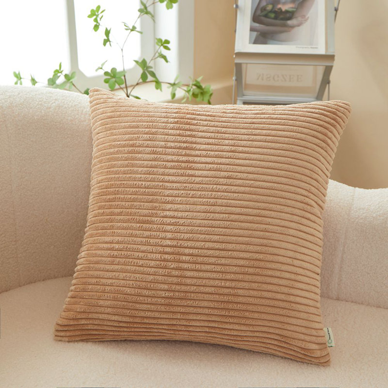 (Couvertures avec insertions) Ensemble de 2 coussins réversibles en velours côtelé, Beige