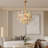5-Light French Colored Glass Chandelier, 22-Piece Artistic Glass Pendant Light with Tri-Color Dimmable Bulbs