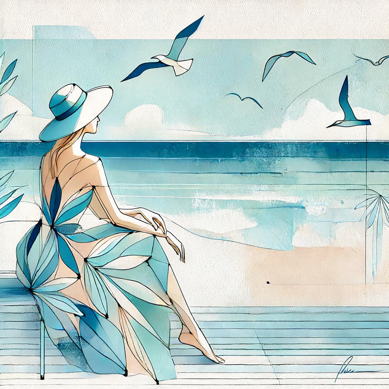 Art mural sur toile Serene Coastal Reflection, H 20 po x l 20 po x P 1,5 po