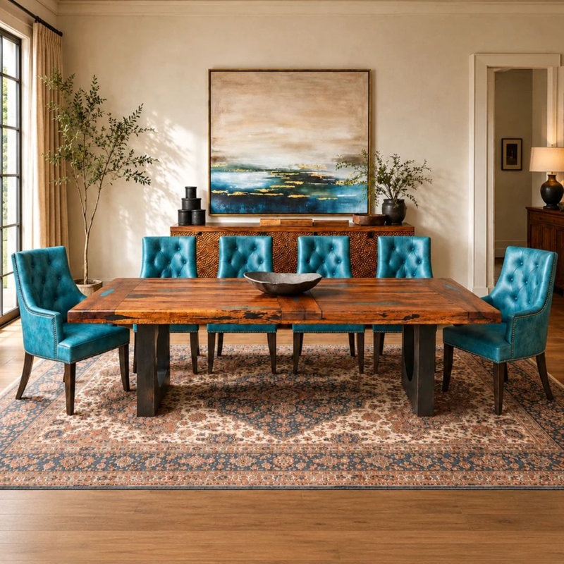 with Iron Base Dining Table