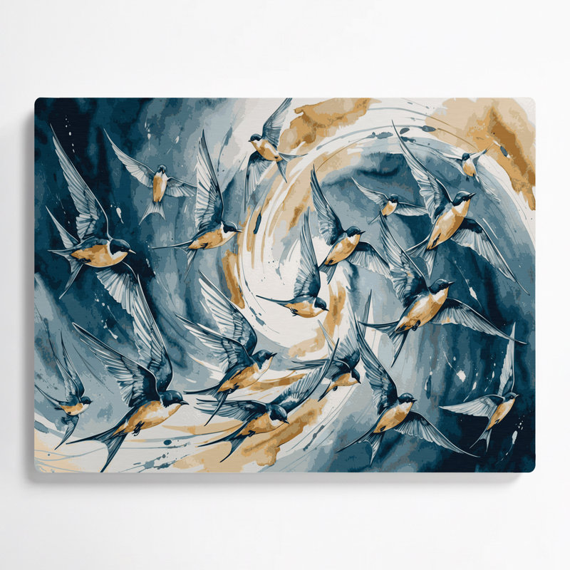 Art mural en métal oiseaux, hirondelle, beige, H 12 po x l 18 po