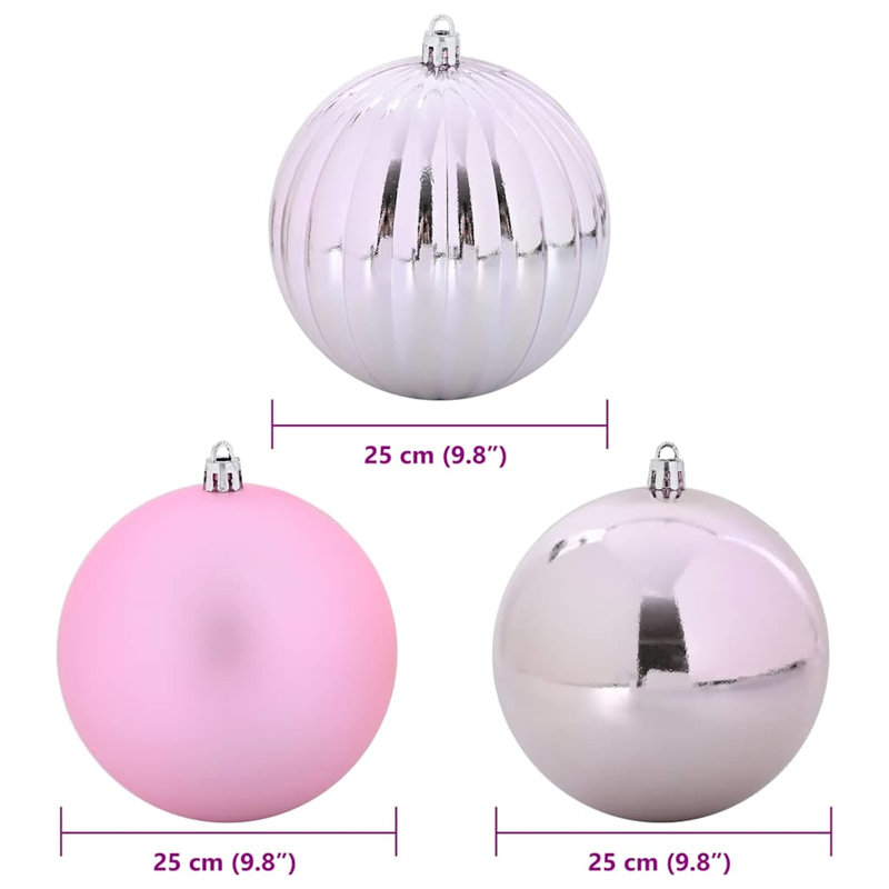 Christmas Bauble Set 3 pcs XXL, Pink