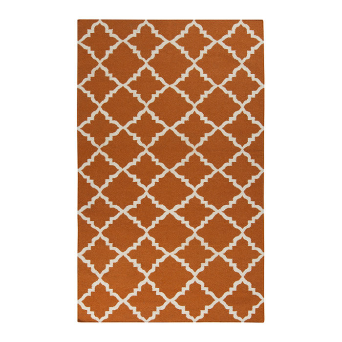 Tapis orange brûlé / orange tissé à la main et à plat Kramer, Rectangle 2 pi x 3 pi