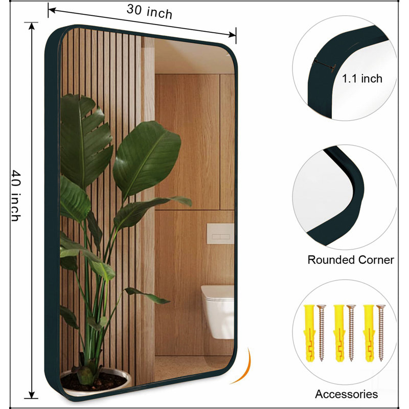 Rectangular Bathroom Wall Mirror, Black