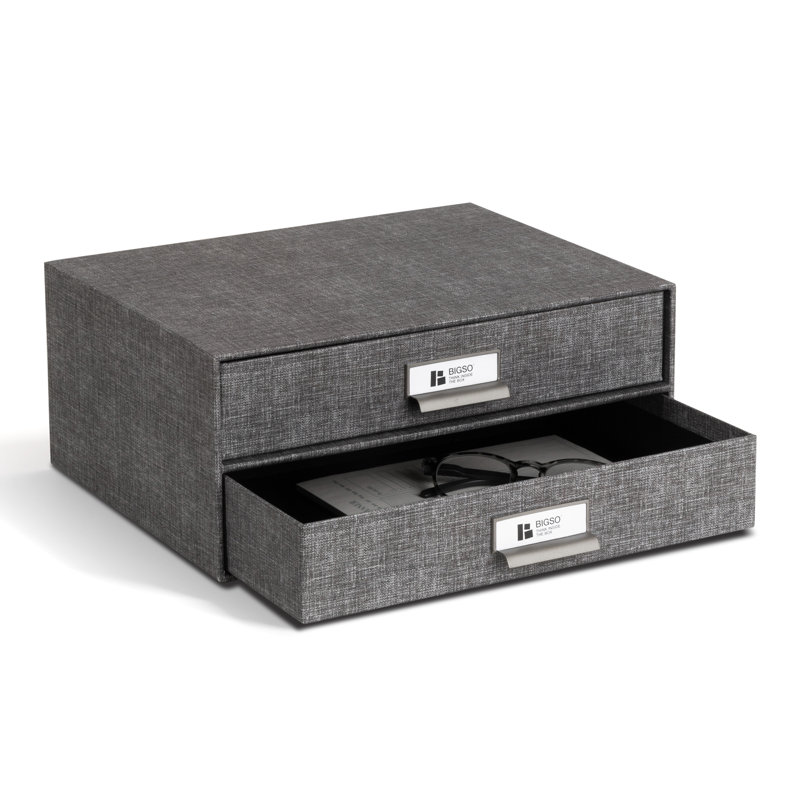 Birger 2 Drawer Desk Organizer, Melange Gray