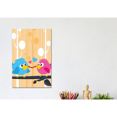 Lovebirds 1 Piece Wrapped Canvas Wall Art