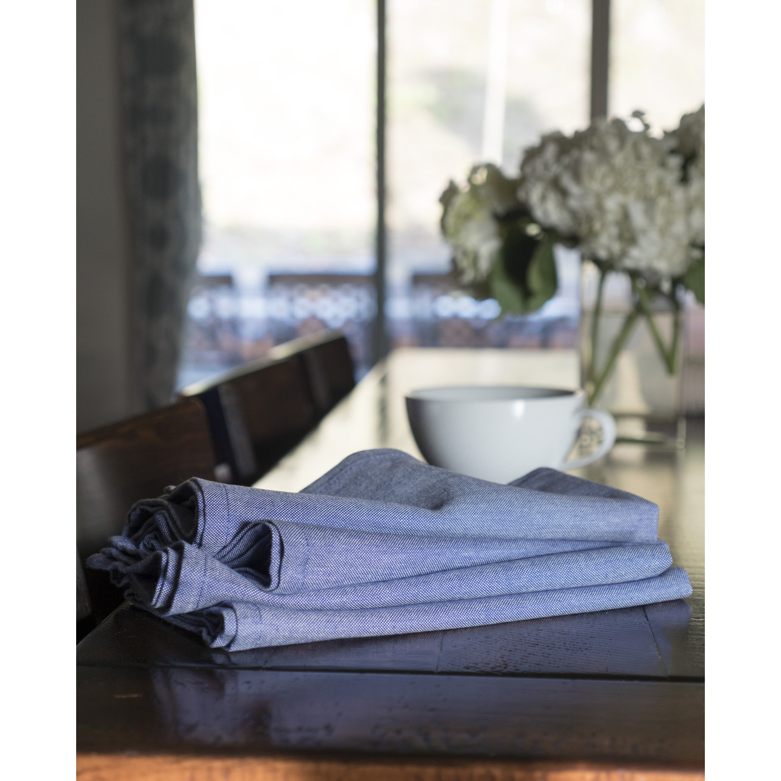 Caron Reversible Cotton Napkin, Navy