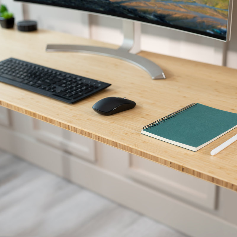 Universal Table Top for Sit to Stand Desk Frames, Bamboo, 1-Piece, 71" x 30"