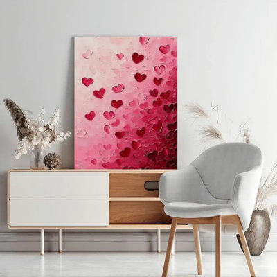 Romantic Textured Pink & Red Heart Canvas Print - Urban Studio