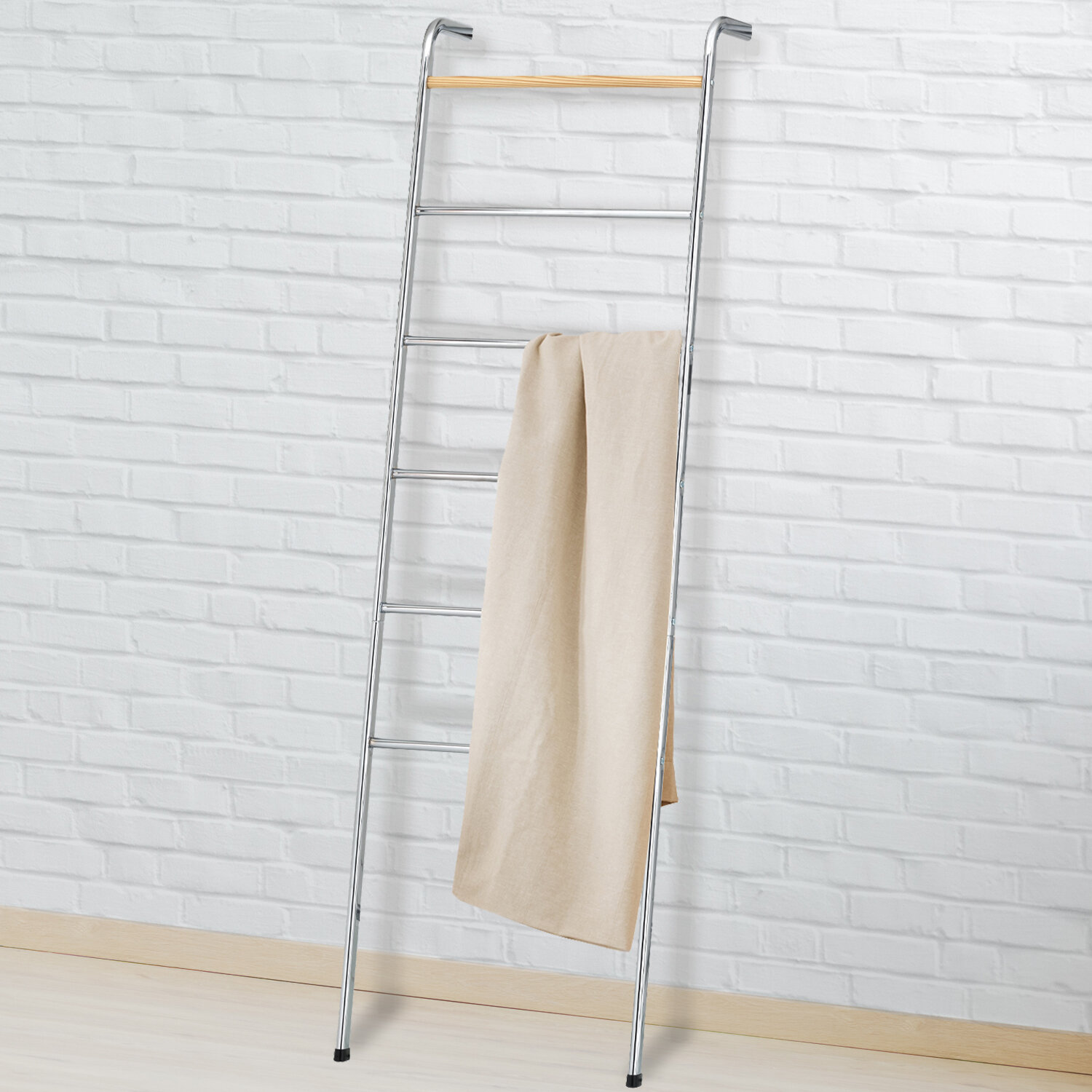Evideco 4-Bars 17.7 in. W Free Standing Bath Towel Ladder Wall