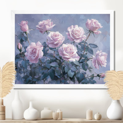 Ikram, aquarelle, lavande, roses, fleurs, roses, art mural