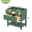  30'' Bathroom Vanity, Freestanding Single Vanity with 5 Drawers, Solid Wood Frame Storage Cabinet, Green, Sink Not Included