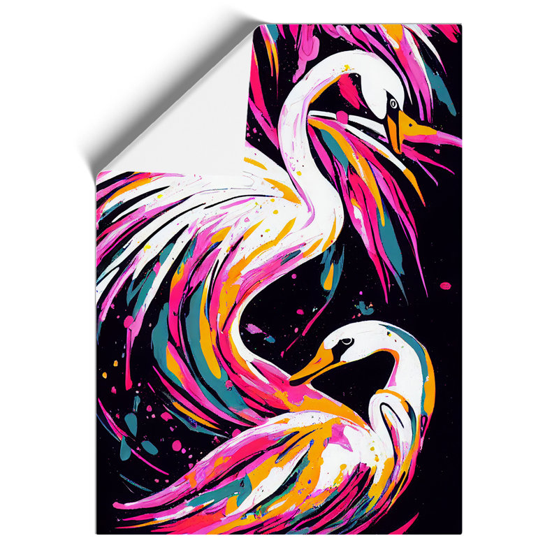 Two Swans In Colour - Print, Paper, No Matte, 29.7cm H x 21cm W