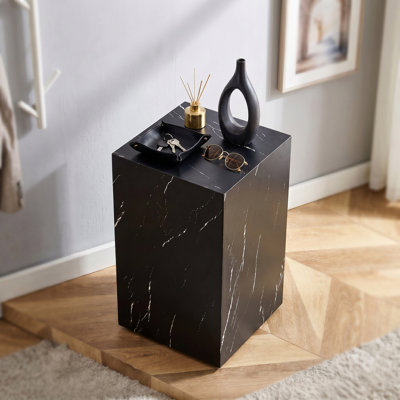 Modern Luxe Faux Marble Cube End Table