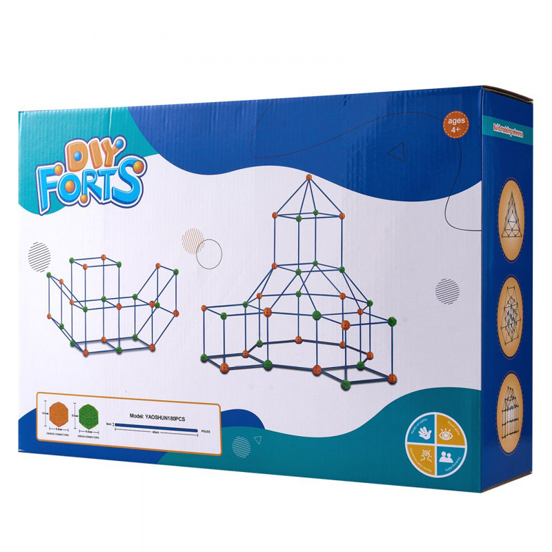 Ensemble de construction de tente pour enfants, ensemble de construction de tiges, château 180 pièces