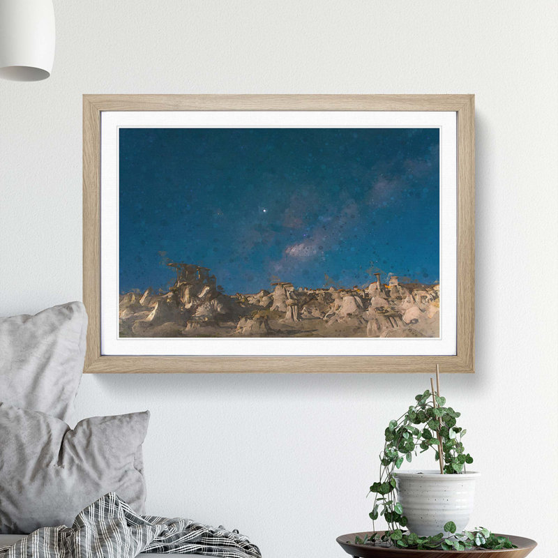Stars over the Canyon - Picture Frame Graphic Art Print, 36cm H x 48cm W x 2cm D, Oak Framed