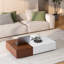 Table basse en noyer de style moderne avec deux espaces de rangement
