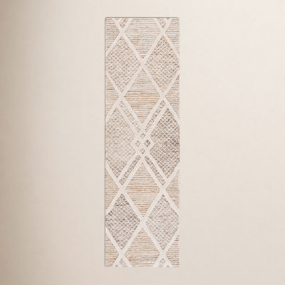 Beige Ivory Hand-Tufted Wool Geometric Rug