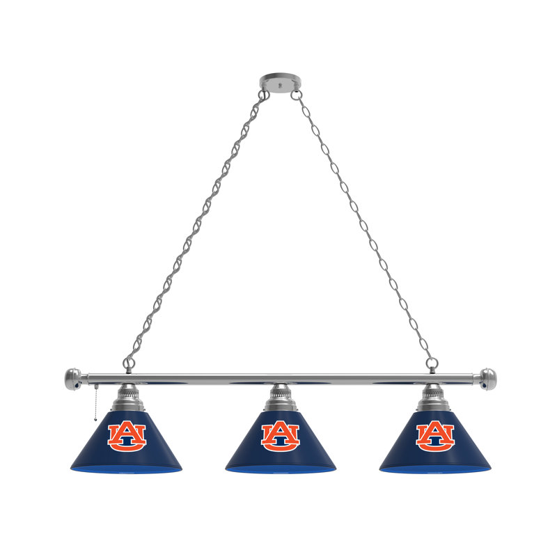 3 - Light Pool Table Lights Pendant, Chrome, Auburn Tigers