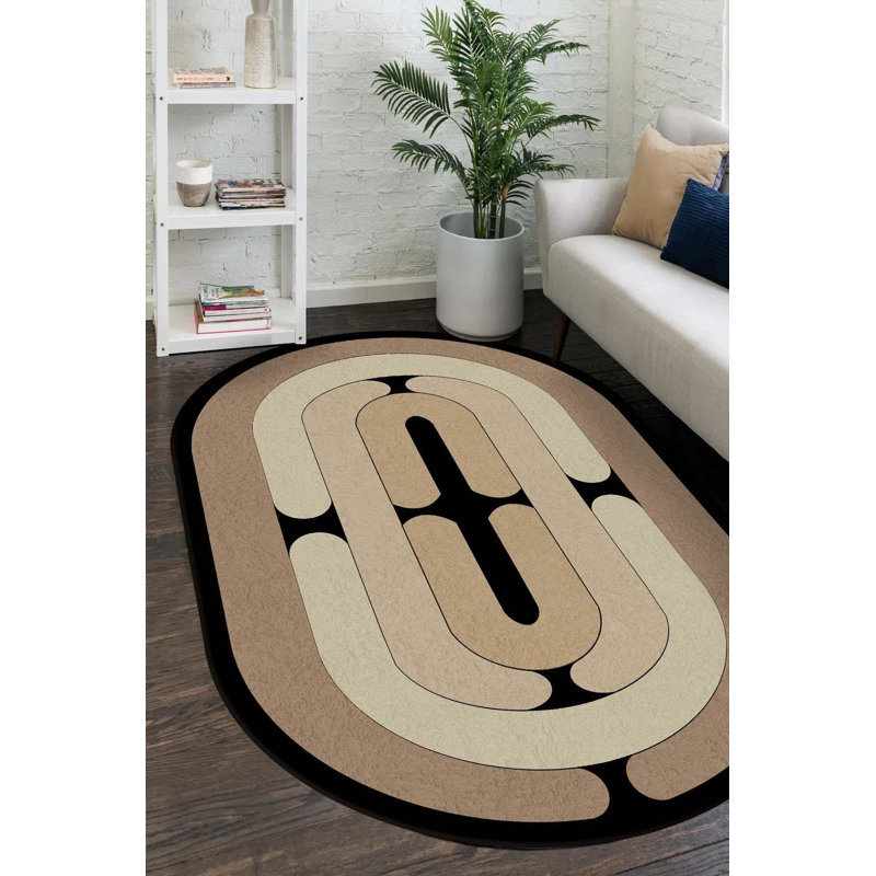 Tapis ovale moderne avec envers antidérapant, Ovale 6 pi 4 po x 9 pi 10 po