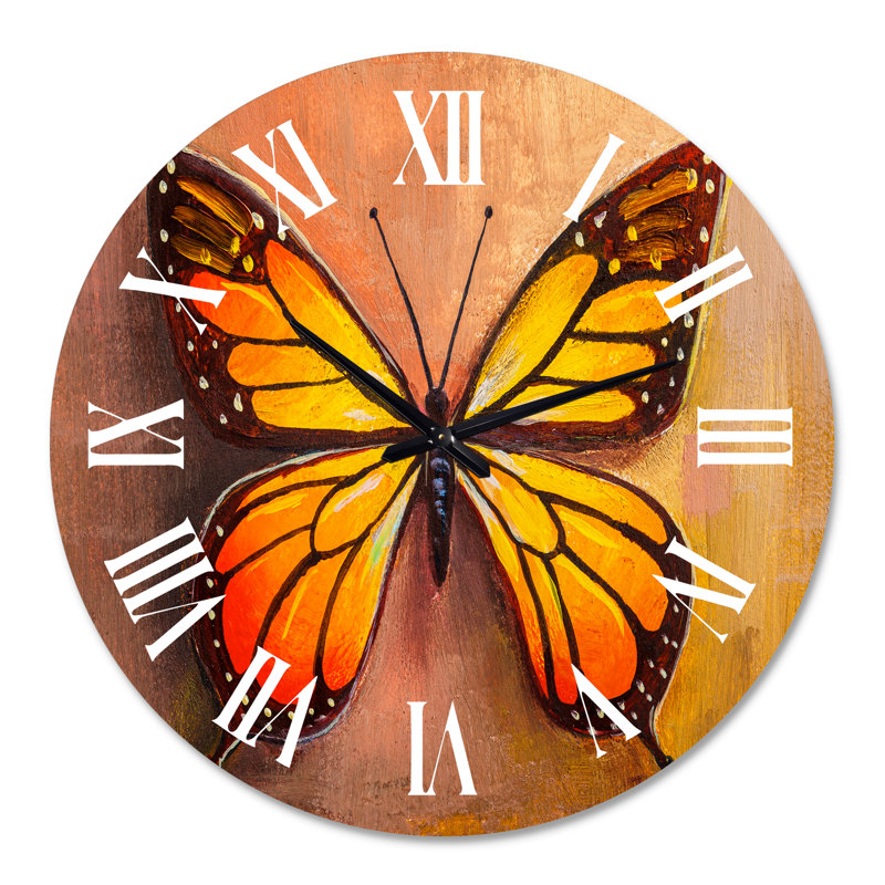 Portrait de papillon en multicolore III - horloge murale moderne, Grand