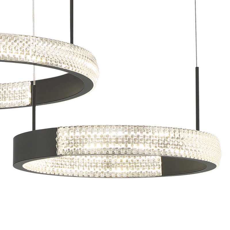 3 - Light Unique / Statement Modern Linear LED Chandelier, Black