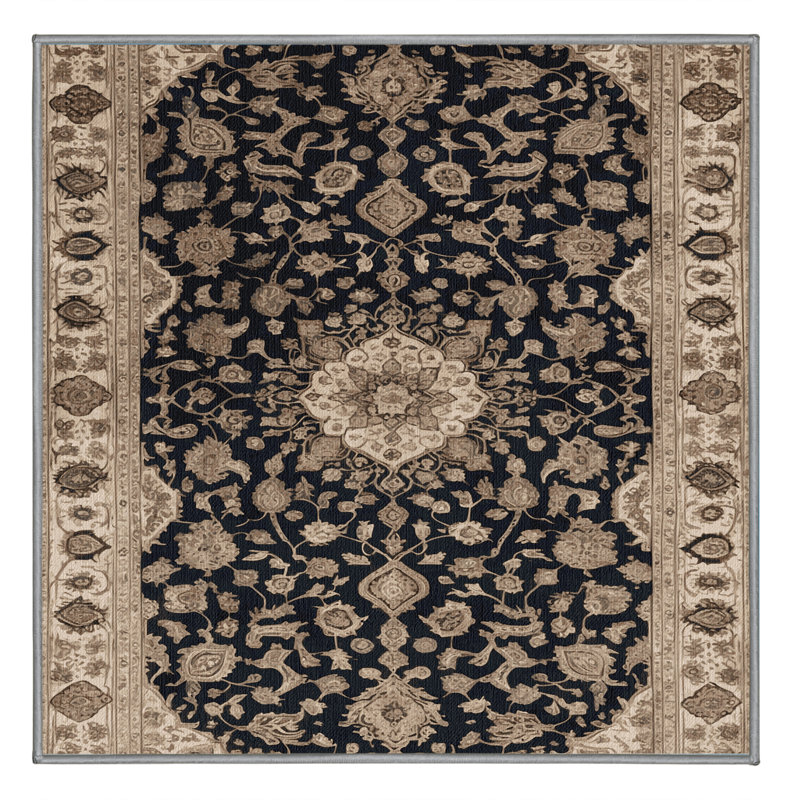 Tapis persan gris lavable à la machine, Carré 3 pi