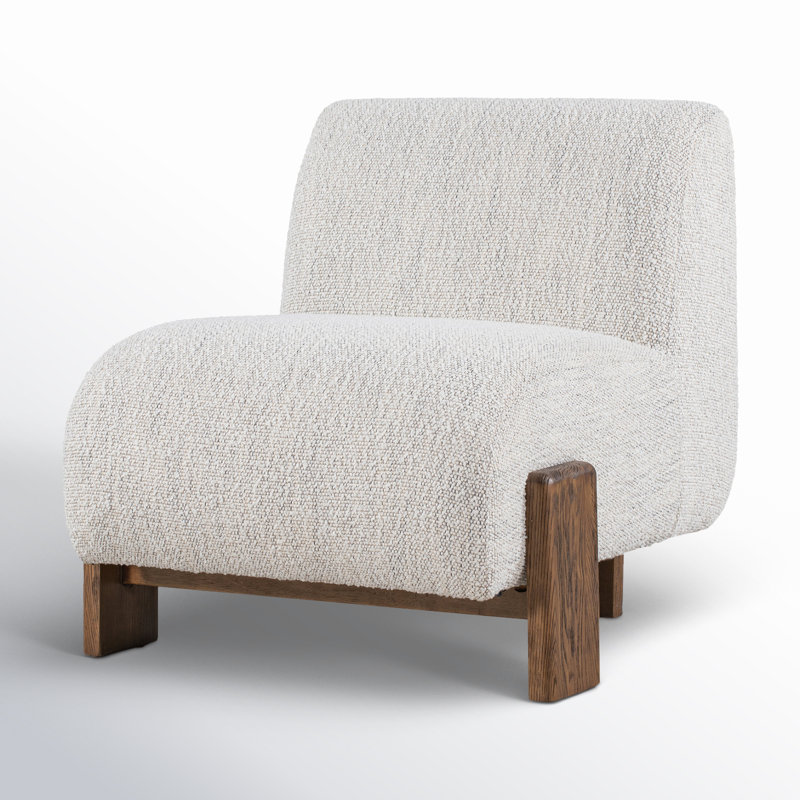 Slipper Chair, Ivory Polyester Blend