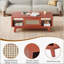 Table basse Mid-Century moderne avec tiroir en rotin, table de salon en bois avec rangement et pieds en bois massif-1555339909
