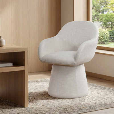 Linen Upholstered Barrel Side Chair
