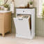 Armoire à poubelle basculante de 49 litres (13 gallons), poubelle dissimulée en bois, résistante aux animaux, pour cuisine ou salon - Blanche-113580078