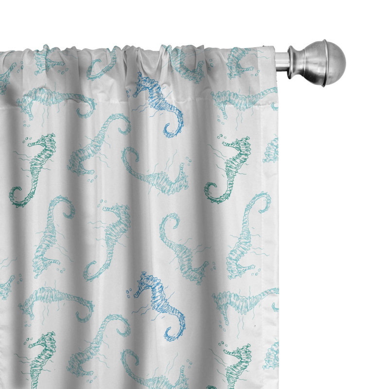 Seahorse Semi-Sheer Rod Pocket Curtain Panels, 28" x 95"