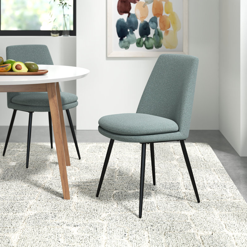 Chaise d'appoint rembourrée Moeller, Chenille bleu, Gris fer