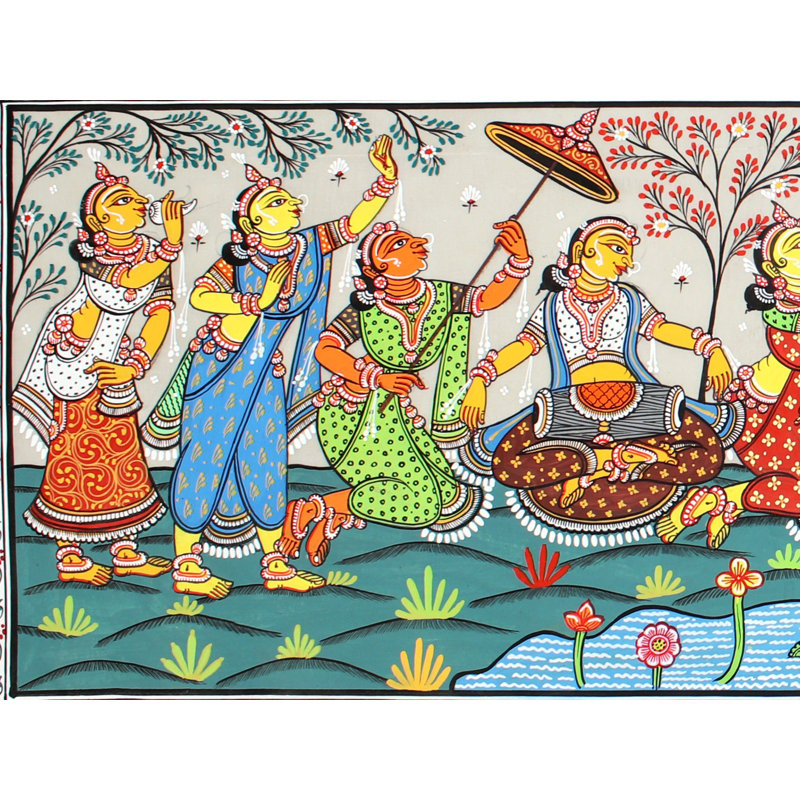 Lord Krishna Raas Leela | Peinture Odisha | Paata, peinture sur soie Tussar