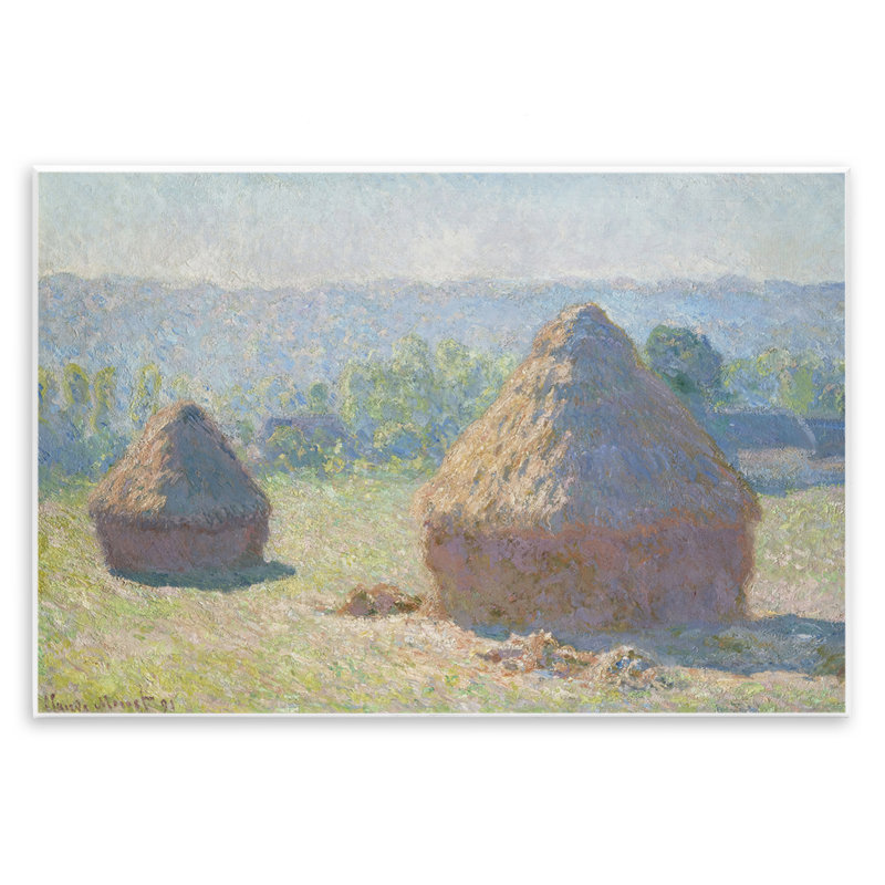 "Classic End Of Summer Haystacks", art mural par one1000paintings, H 10 po x l 15 po