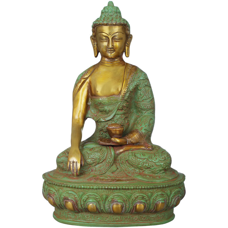 Figurine Bouddha portant un dragon sculpté