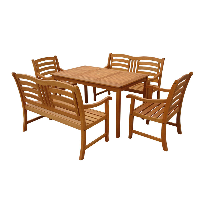 Izaguirre 6 - Person Wood Patio Dining Set with Rectangular Table