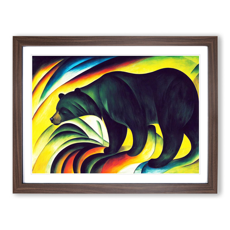 Abstract Bear Painting Vol.1 - Framed Print, 46cm H x 64cm W x 2cm D, Walnut