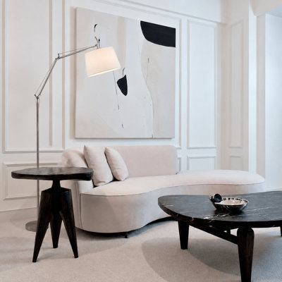 Transitional 1 Light Chrome With White Shade Floor Lamp
