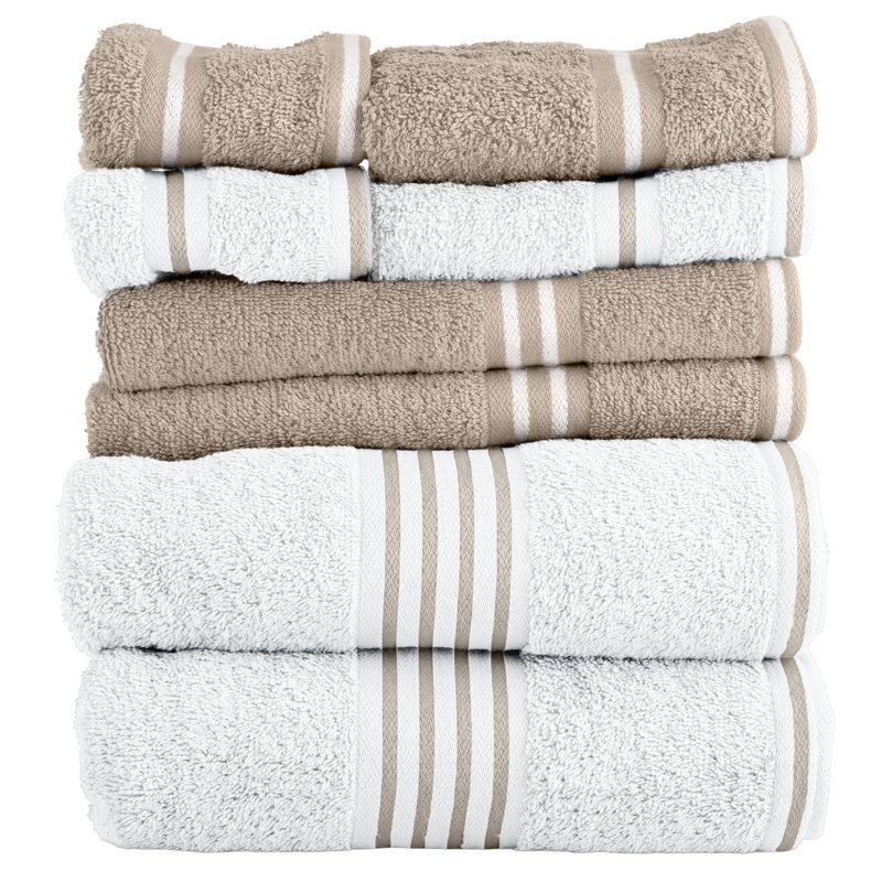 Ensemble de serviettes 8 pièces - Accessoires de salle de bain en coton avec 2 serviettes de bain, 2 serviettes à main, 2 débarbouillettes et 2 serviettes à doigts par Lavish Home