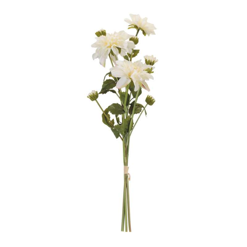 Ensemble de fleurs Dahlia (ensemble de 2), Blanc, vert