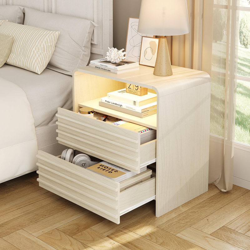 Table de chevet moderne avec station de charge, Blanc
