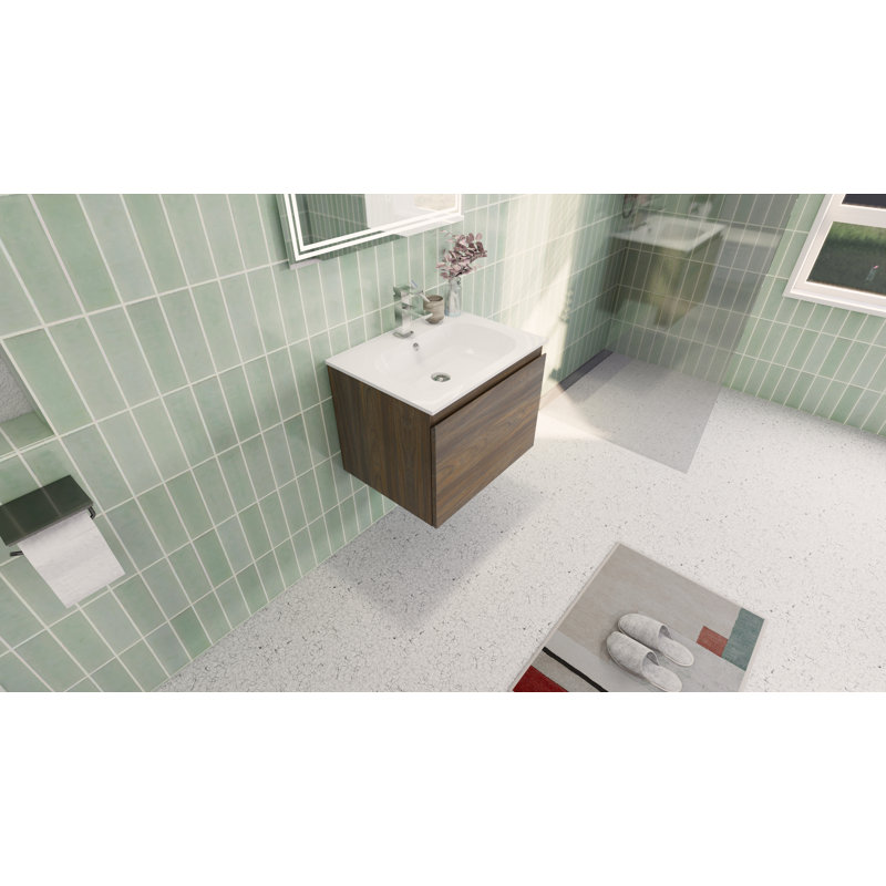 Ensemble de meuble-lavabo simple mural 24 po Tykia, Palissandre
