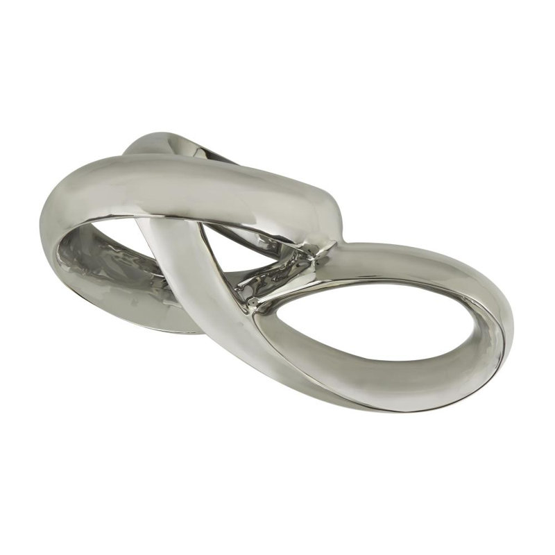 Reinoso Ceramic Infinity Loop Abstract Decorative Sculpture, Silver